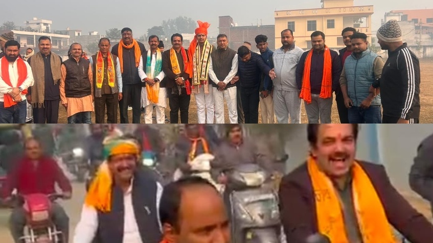 खोराबार में निकली भव्य बाइक रैली, विशाल हिंदू सम्मेलन के लिए माहौल गर्म